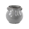 Urban Trends Collection Ceramic Tall Round Bellied Tuscan Pot with Handles Distressed Gloss Grey Small 31821